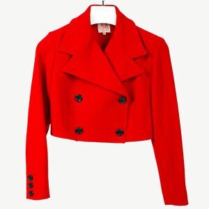 Loewe Red Crepe Double-Breasted Cropped Blazer
